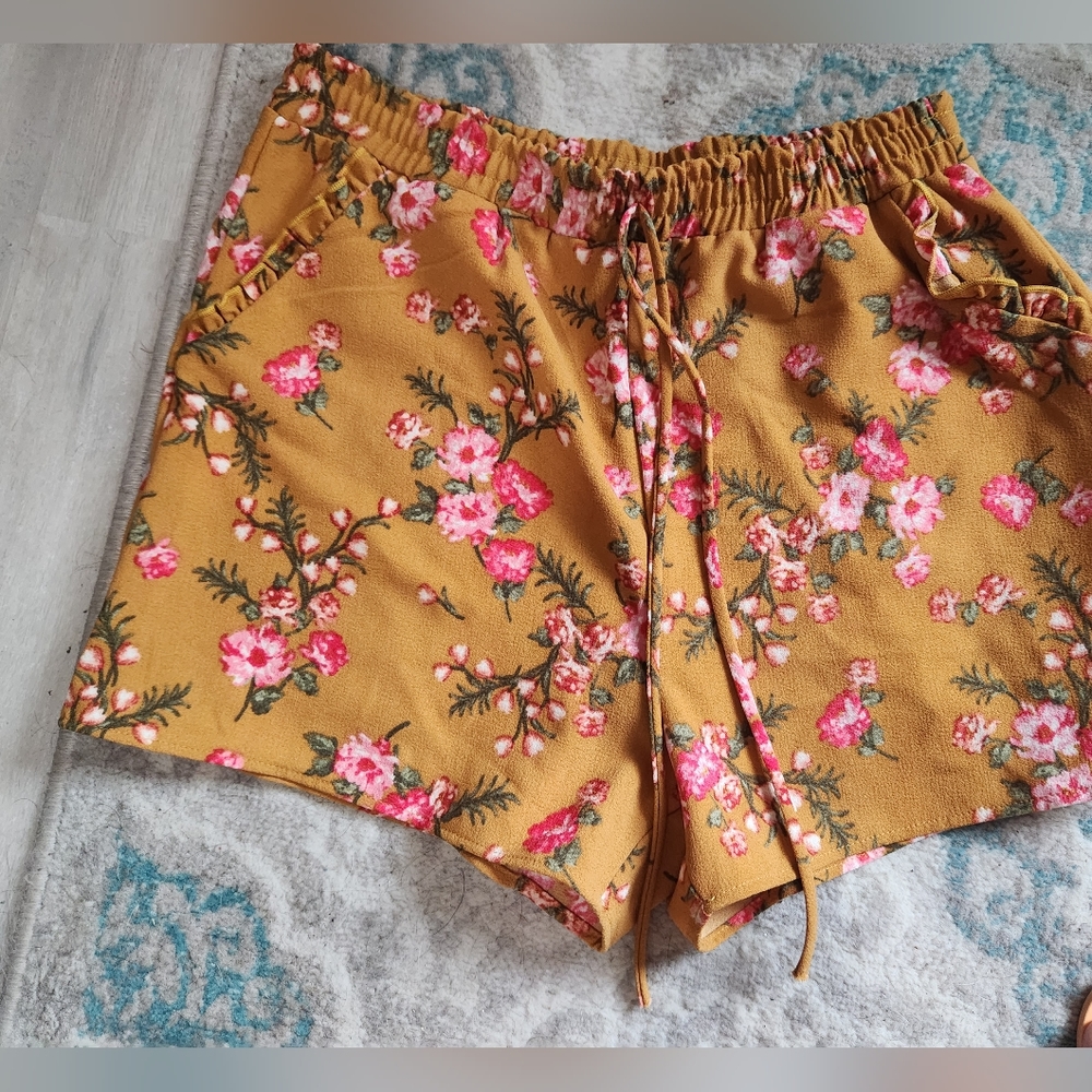Orange floral shorts